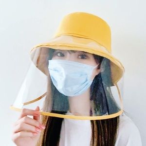 Removable face shield bucket hat (Yellow)